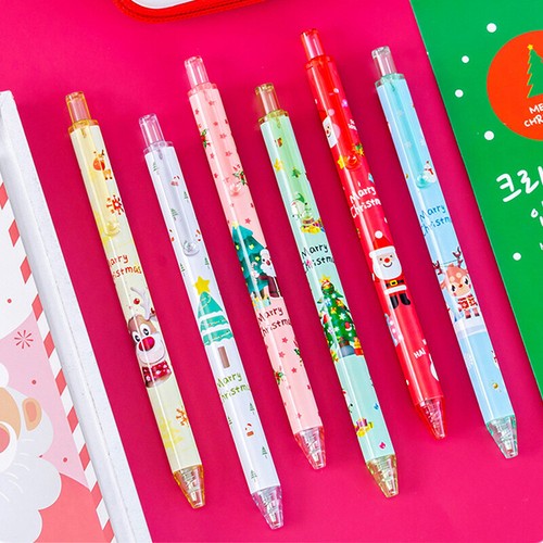 1/6Pcs 0.5mm Christmas Black Ink Retractable Pen Writing Supplies Signature Pen - Zdjęcie 8 z 15