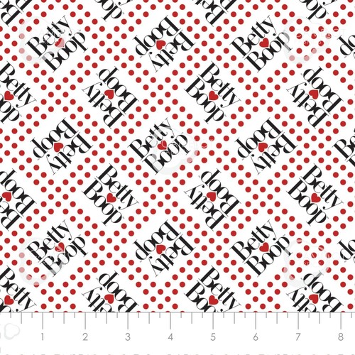 1/3 Yard Betty Boop Red Dot White Cotton Fabric 45100305 Sassy Love - Picture 2 of 2