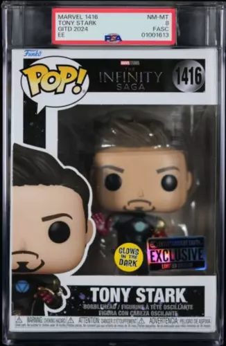 Tony Stark Iron Man The Infinity Sage Glows in Dark Exclusive Funko Pop! PSA 8