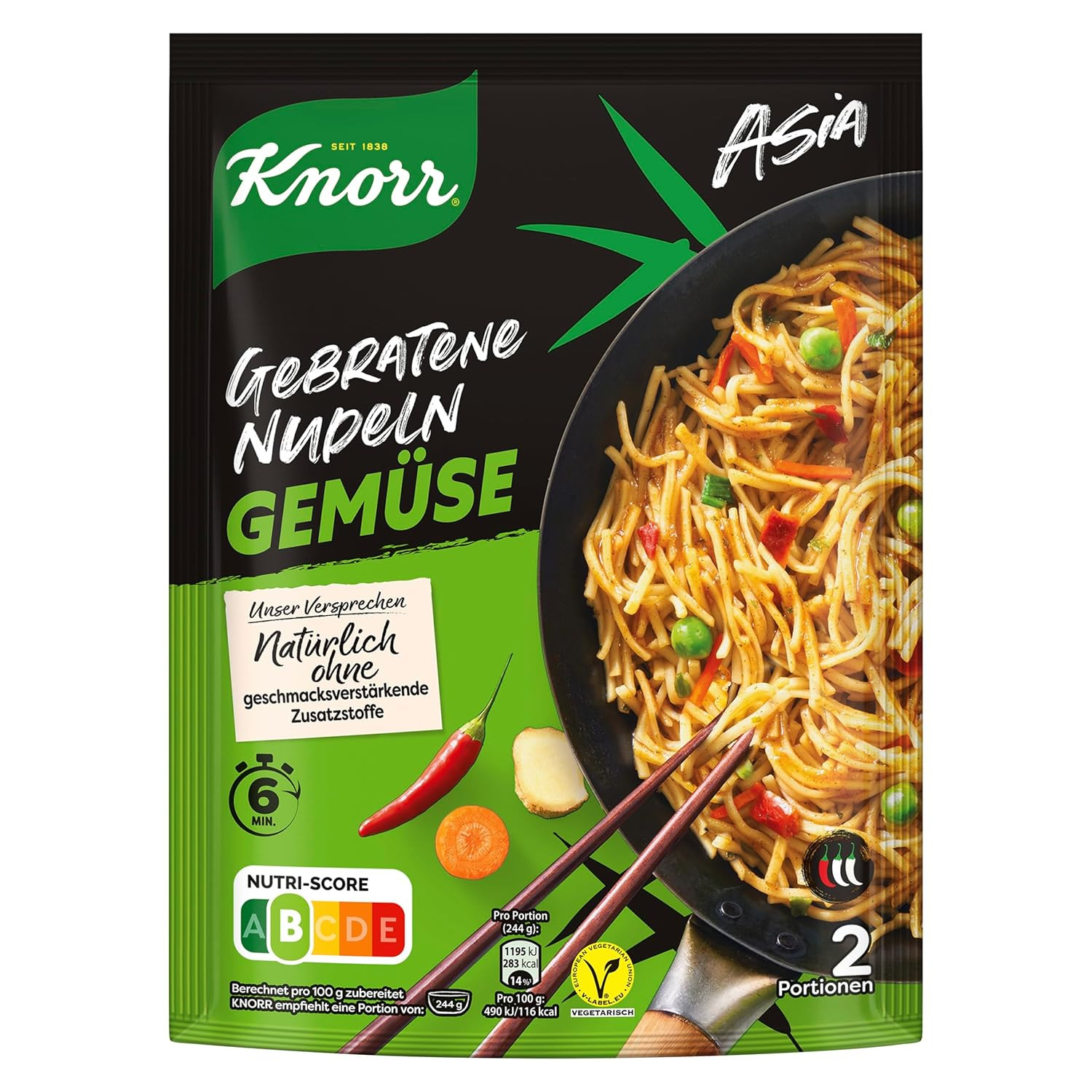 Knorr Asia Gebratene Nudeln Gemüse Schnelles Nudelgericht Fertig in Nur 6 Minute