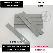 6 BOX 1/2 OZ GREY WHEEL WEIGHTS STICK-ON ADHESIVE TAPE 54 LBS LEAD-FREE 1728 PCS