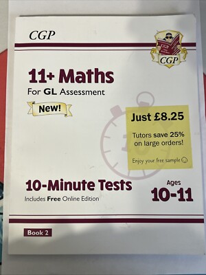 11+ Plus Jahr 6 GL Mathematik 10 Minuten Tests Arbeitsbuch 2 mit Antwort Alter 10-11 CGP