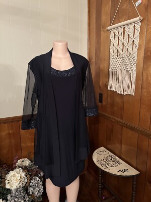 r & m richards beaded jacket dress R&M Stunning Suit Navy Blue Embellished Size cf-size-4x lace dress W/ beaded Whistles Velvet Flare Sleeve Navy mermaid Sizes:M