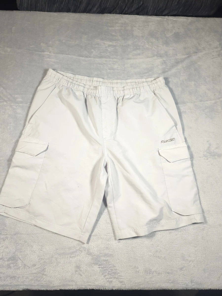 Reebok White Grey Cream Blend Pockets Cargo Combat Shorts UK Large Casual Gym