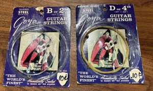 NEW Vintage - 2 GOYA GUITAR STRINGS - B 2ND Silvered Steel String / D 4TH Bronze