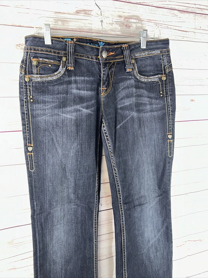 Pantalones de mezclilla Sang Real para mujer 30 azules solo los elegidos tiro bajo corte bota adorno Foto 2 de 4