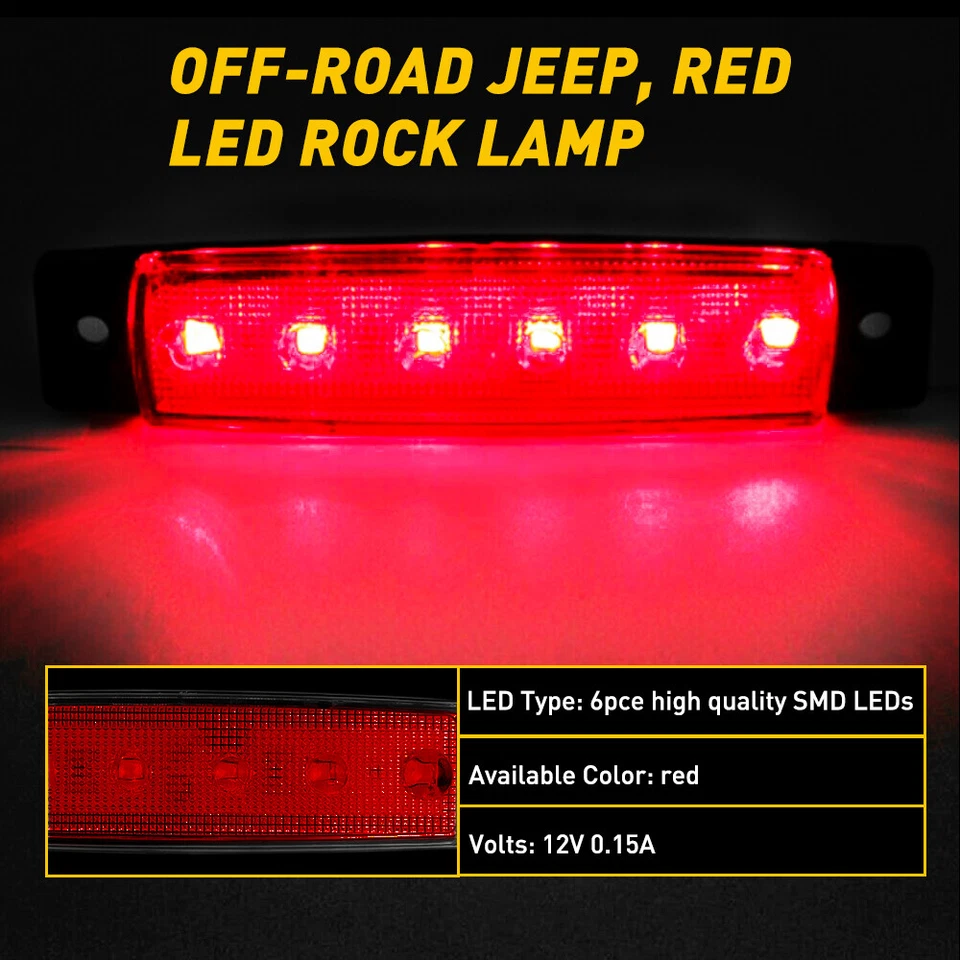 10PCS Red LED For Rock Lights Jeep Offroad Boat Truck UTV ATV RV Underbody Lamp - Image 2 of 4