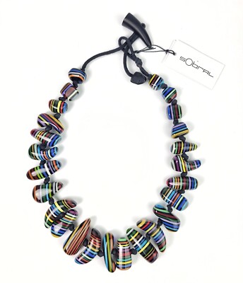 Sobral Atelie Newanderthal Night Stripe Beads Artist Made Beads Necklace