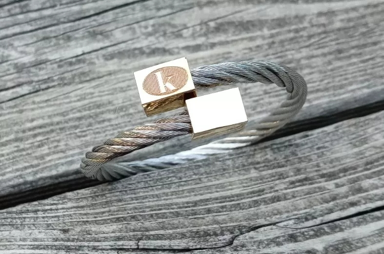 Rustic cuff initial best sale bracelet