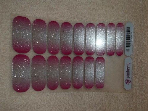 Jamberry nail wrap Berry Sparkler pink silver full sheet -2 manicure pedicure