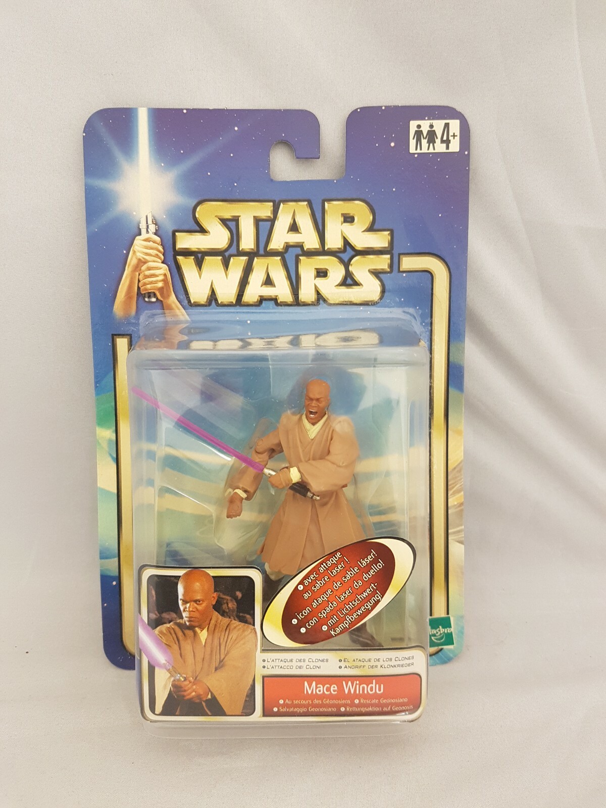 STAR WARS ATTACK OF THE CLONES AOTC 2001 HASBRO 3.75"" Mace Windu sealed