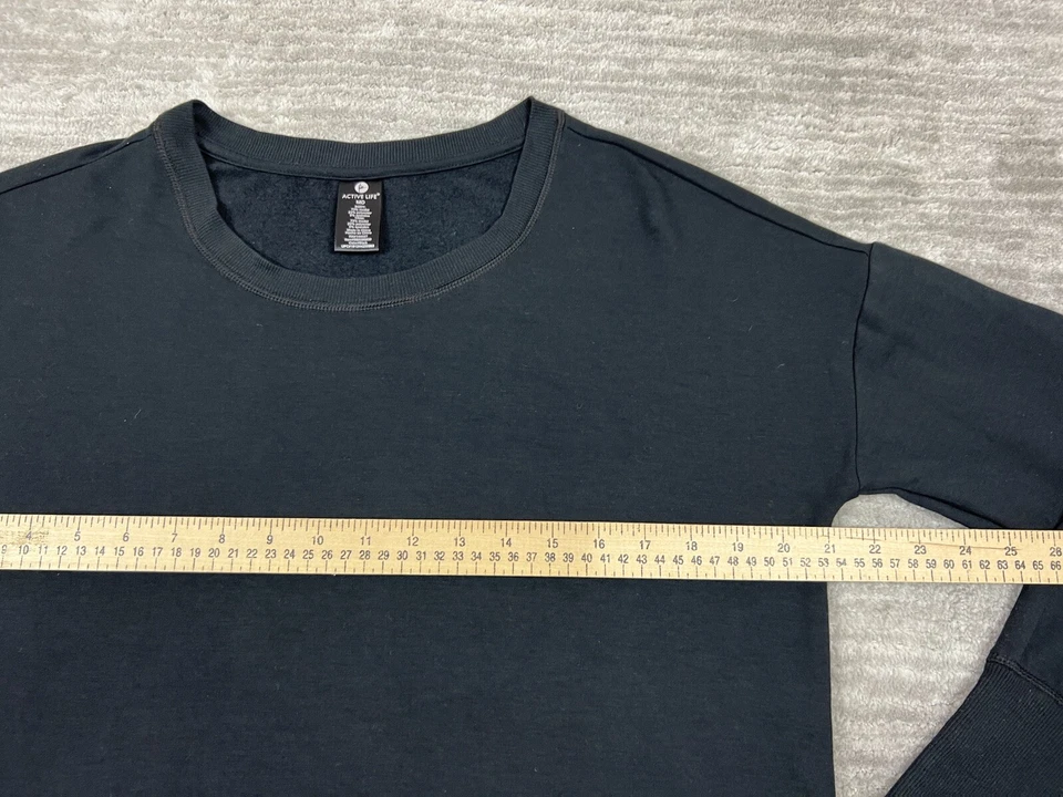 Active Life Sweatshirt Womens Medium Black Longsleeve Side Slits Soft - Image 4 of 4