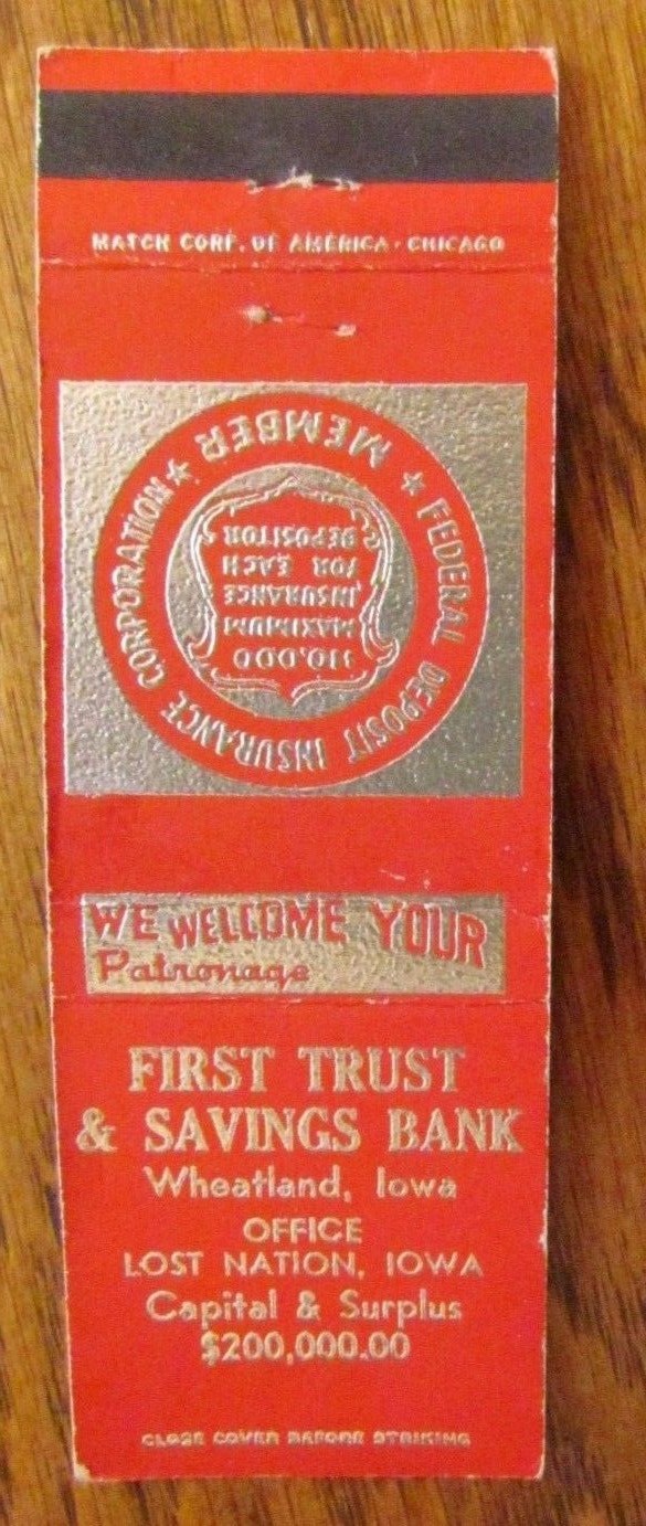 WHEATLAND & LOST NATION, IOWA FIRST TRUST & SAVINGS BANK K eBay