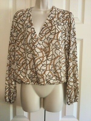 Lush ladies long sleeve cross-over blouse, small