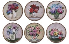 Beautiful Floral Ceramic Coaster - Set of 6