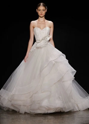 Lazaro Ball Gown With Jeweled Flower Belt