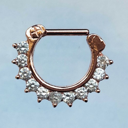 SEGMNENT SCHWARZ Piercing GOLD ZIRKONIA SEPTUM Nase Nasenpiercing Clicker sSex - Picture 5 of 18