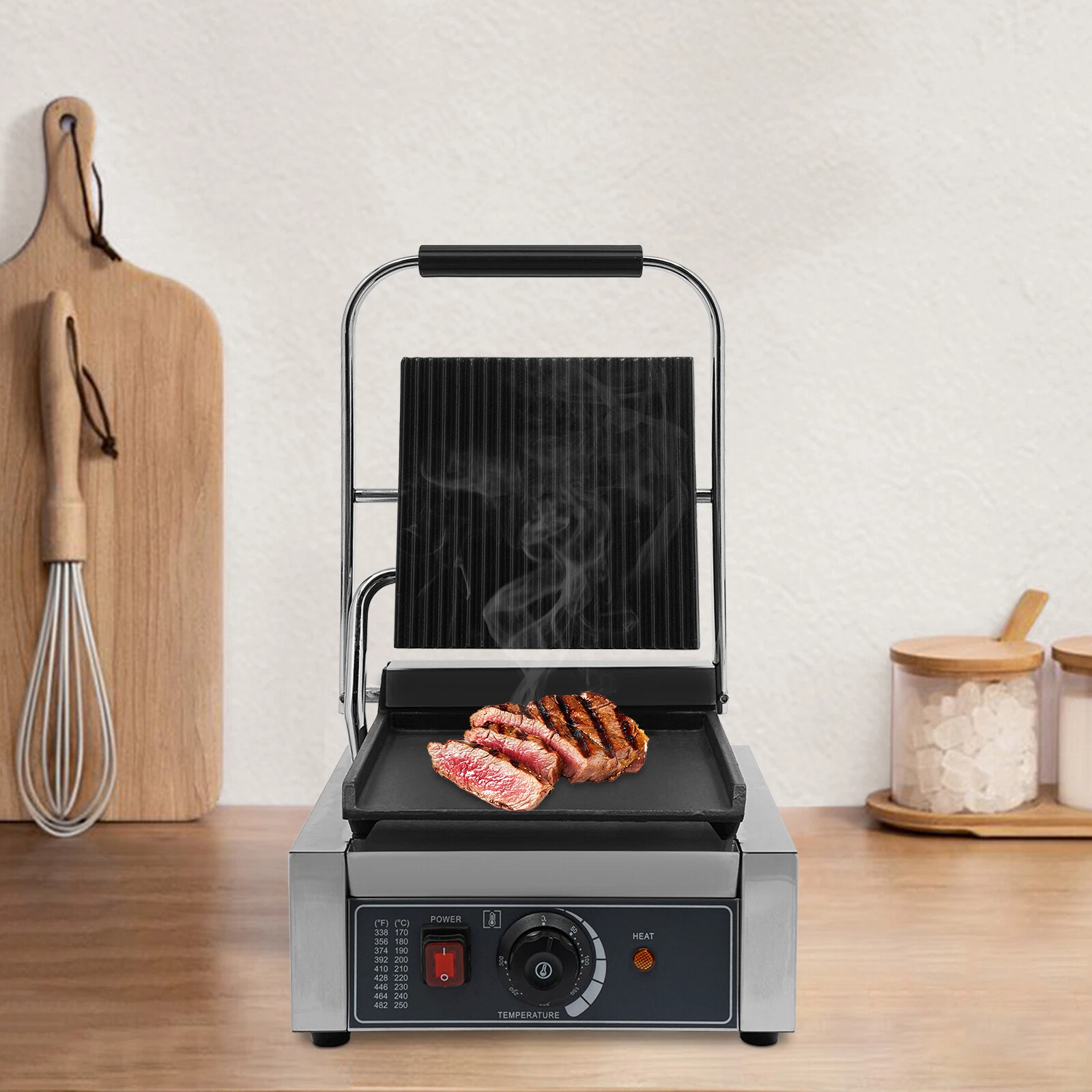 Commercial Panini Press Grill Electric Sandwich Maker Griddle Plate 8"x9" 1800W