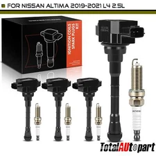 4Pcs Ignition Coil + 4Pcs Iridium & Platinum Spark Plug for Nissan Altima 19-21
