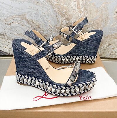 christianlouboutin  PYRACLOU110mmデニムサンダル Pyraclou - 110 mm Espadrilles - Iridescent nappa leather - Manuka