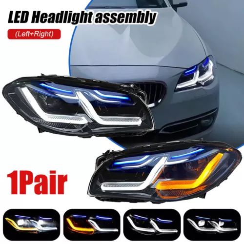 2x Para BMW Serie 5 F10 F11 2011-2013 Xenon HID con Faros LED Adaptativos Modificados - Imagen 2 de 24
