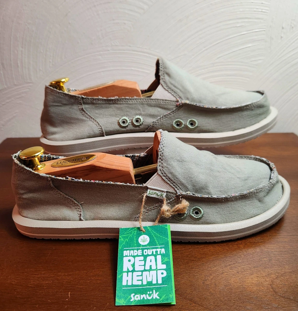 Sanuk Donna Hemp Women's Casual Shoes Slip On Olive Grey Sz 10 New With  Tags 420