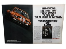 Vintage Firestone HPR Tire Ad Daytona 24 Hours Racing Mustang Print 1981