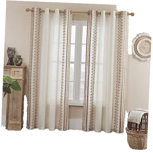 País cortinas De Ventana Marrón a Rayas