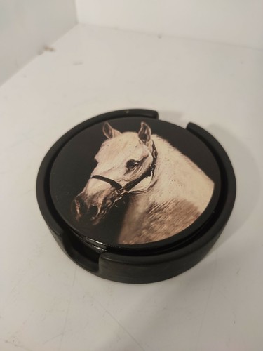 Vintage coasters set of 4 Horses pictures (E1) - Picture 2 of 3