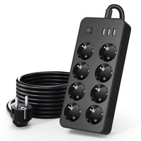 2200W Steckdosenleiste Steckerleiste Mehrfachsteckdose Strom 8-Fach 4 Usb 1,8M