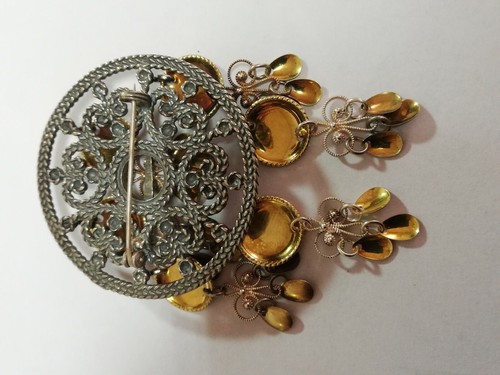Vintage Silver 830 & Gilt Norwegian Solje Brooch Sylvsmidja of Voss cca 24.8gr - Picture 5 of 12
