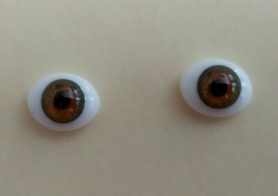 DOLL EYES - GLASS FLAT OVAL - 14MM - HAZEL