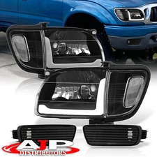Black Clear OE Style LED DRL Headlights Bumper Lamps For 2001-2004 Toyota Tacoma