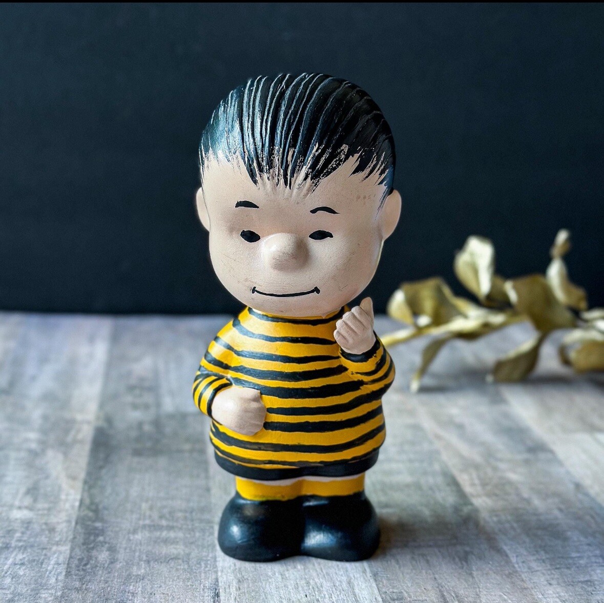 Vintage Hand-Painted Linus Peanuts Figurine with Snoopy Collectible