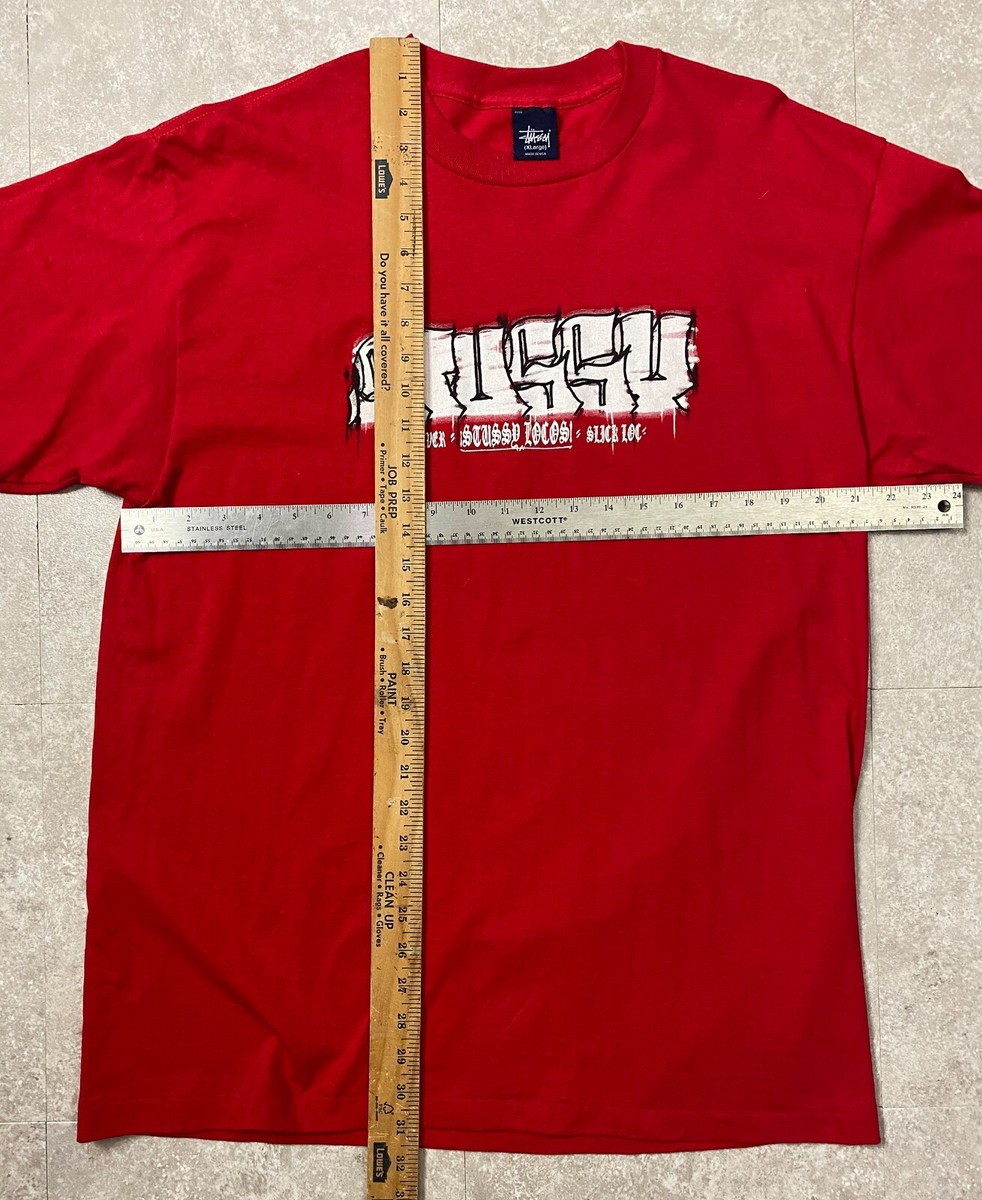 Vintage Stussy Locos Graffiti Logo early 2000s Tee Red T Vintage Stussy Locos Graffiti Logo early 2000s Tee Red T