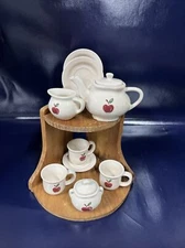 VTG Barbie Miniature Tea Set  12 Pc Cherry Motif Teapot Set Cream & Sugar  - D9