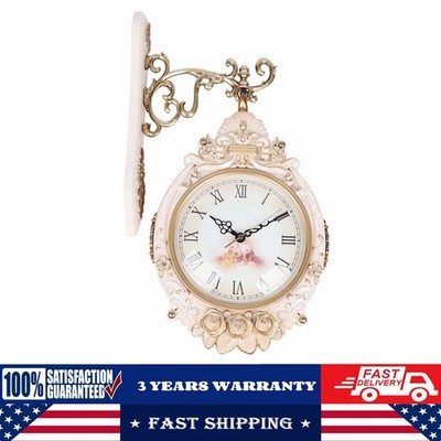 Double-Sided Wall Mounted Clock Accurate Pointer Clock Vintage Hanging Clock NEW