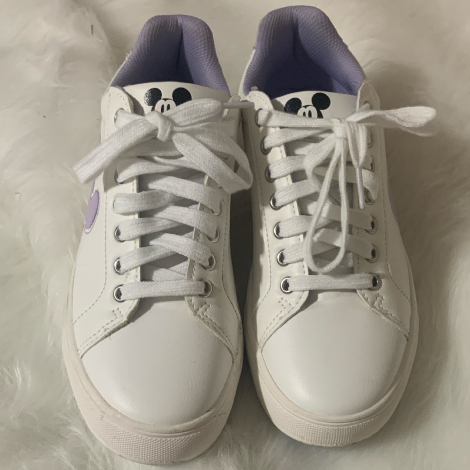 Disney Mickey Mouse White Purple Lace-Up Low Top Men's Sneak