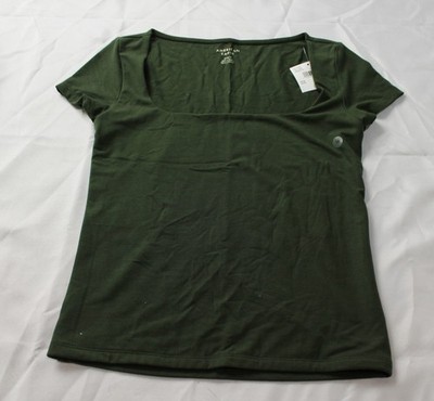 American Eagle Women's AE Square Neck Hey Baby Tee Shirt BL1 Green Medium NWT