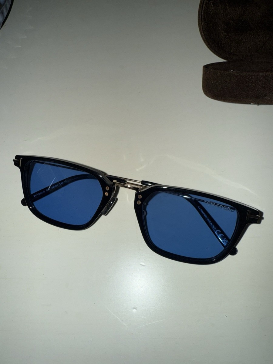 Tom Ford TF 1042-D Square Sunglasses Black Frame Blue Tinted