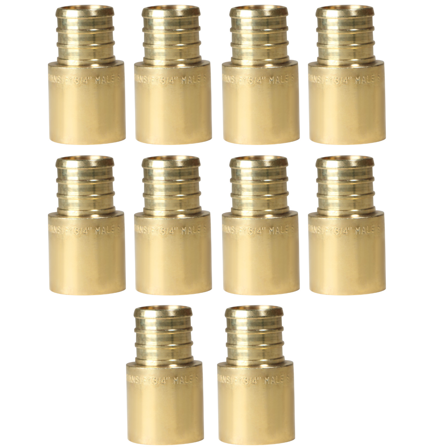 10 Pack XFITTING 3/4" Pex B X 3/4" Male Sweat Adapters Brass Crimp Fittings