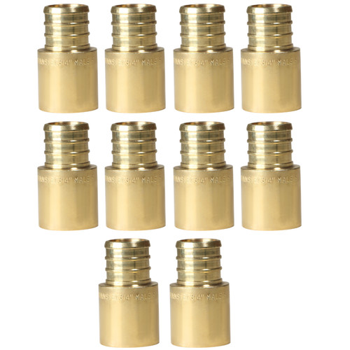 10 Pack XFITTING 3/4" Pex B X 3/4" Male Sweat Adapters Brass Crimp Fittings