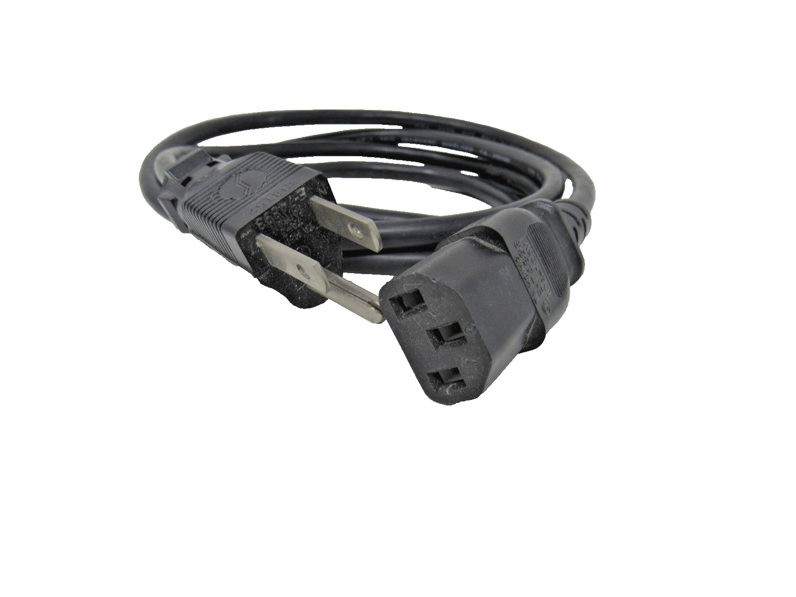 6ft Black Power Cord E-74893 Male NEMA  5-15p Female C13