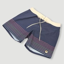 Marine Layer Striped Board Shorts Mens 32 Blue Resort Beach Surf Swimwear