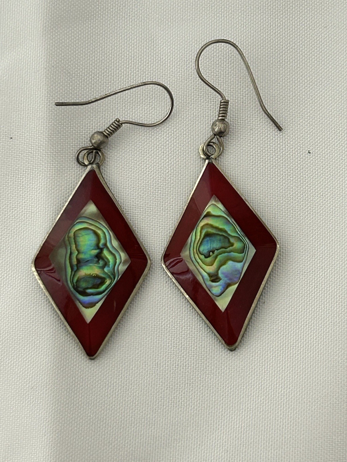 Beautiful Silver Abalone Inlay Dangle Earrings. M… - image 2