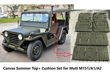 Juego de cojín de asiento + techo blando de verano para camión militar M151, M151A1, M151A2 MUTT