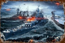 Retro Blechschild SCHLACHTSCHIFF WW2 30 x 20 cm Metallschild Nostalgie (b3048s)