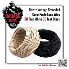 Gavitt Vintage Cloth Wire - Black & White Stranded Core Push-Back Wire - 100ft