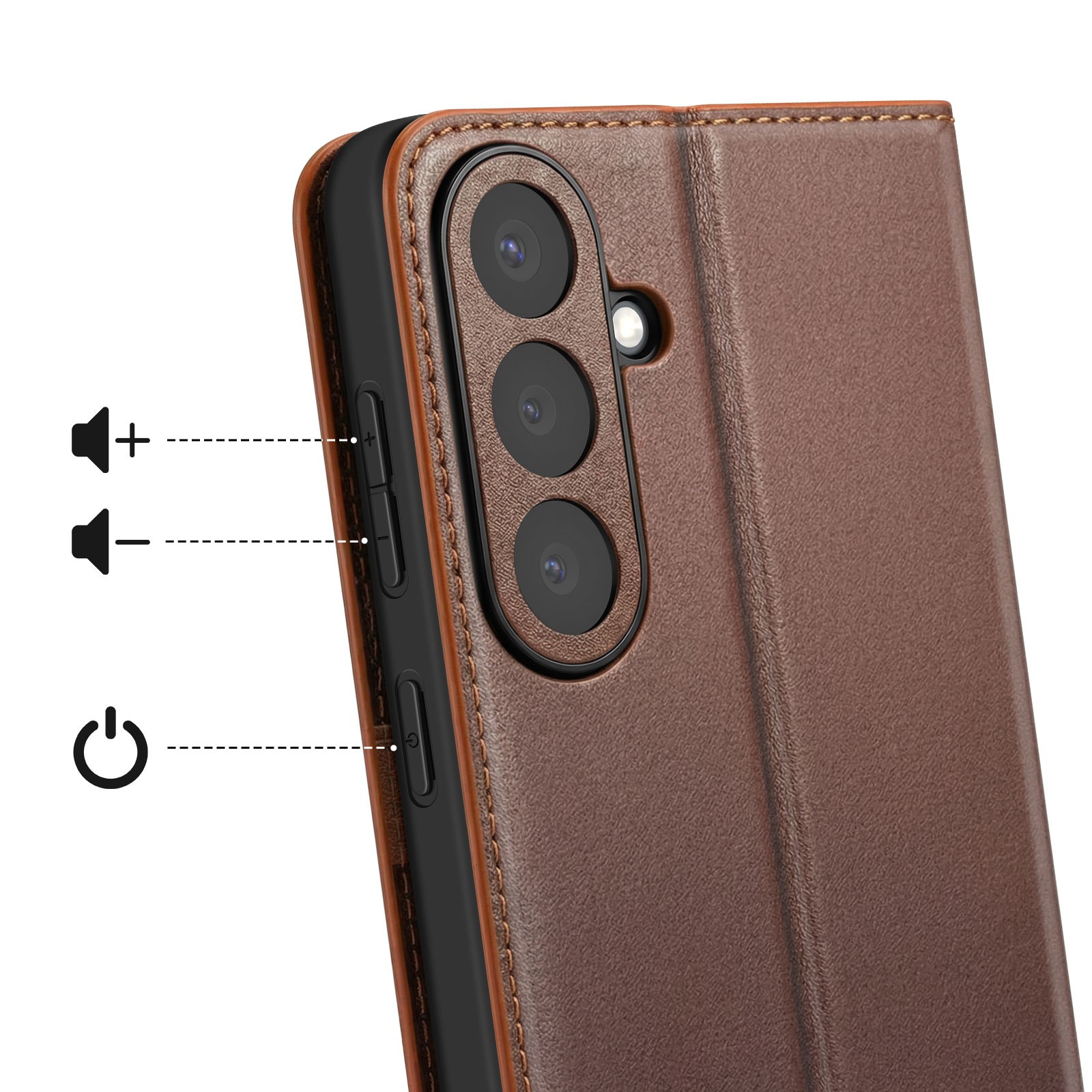 Housse portefeuille Galaxy S26 Plus marron avec support vidéo intégré - 3