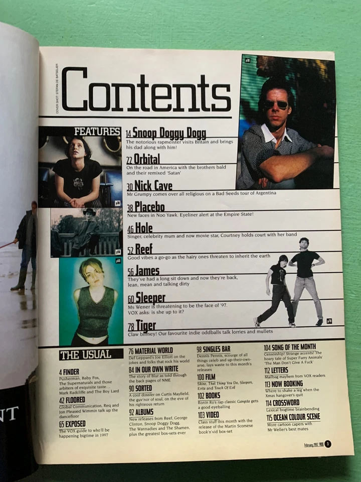 VOX February-1997 SLEEPER James Courtney Love Placebo Nick Cave Reef Snoop Dogg - Image 2 of 2